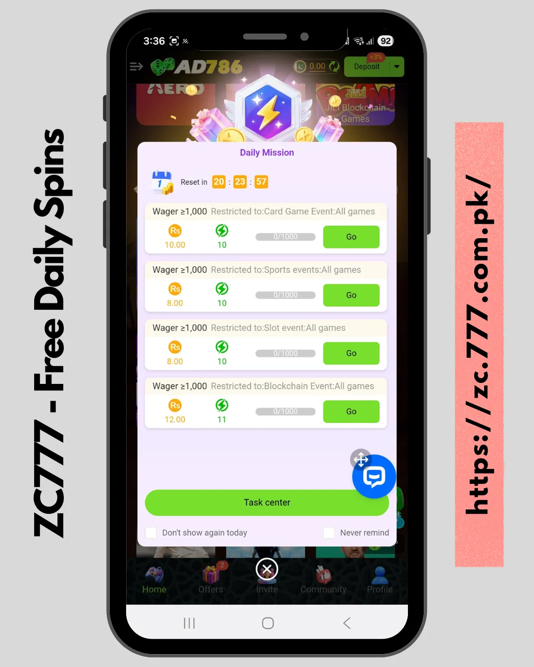 zc777 bonus